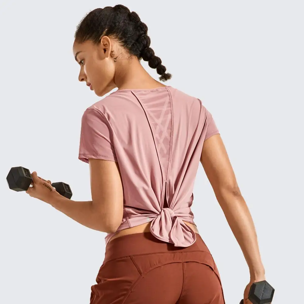 

Женские тренировочные футболки с коротким рукавом, сетчатые милые спортивные топы с разрезом на спине для йоги, тренажерного зала