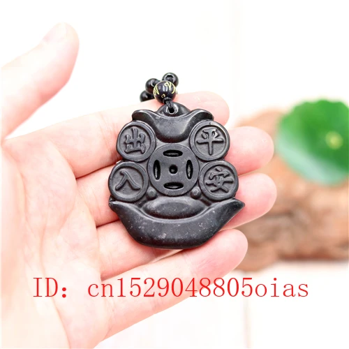 Натуральный черный зеленый китайский нефрит кулон сокровище бусы ожерелье