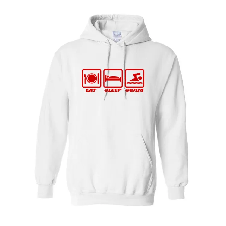 

EAT SLEEP SWIM funny sport Hooded Plus velvet Sweatshirt Warm Hoody Men's Unisex Sweatshirt