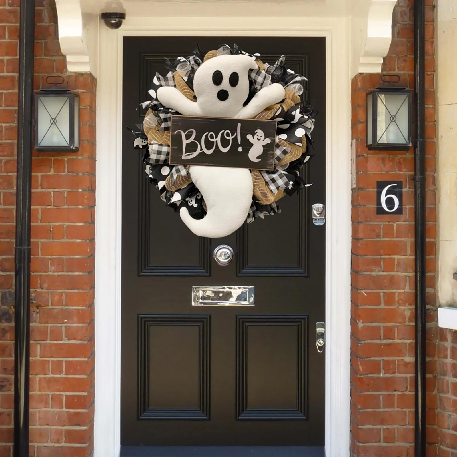 Венок на Хэллоуин BOO! Фермерский венок-призрак уличный входной дверь внутренний