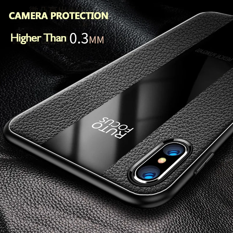 Кожаный чехол с текстурой + акриловая Противоударная броня для iPhone 11 XS Max XR X 8 7 6 6S