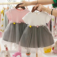 new fashion spring dresses toddler kids baby girls patchwork tulle casual clothes princess dresses 0 2years girl clothes m0351