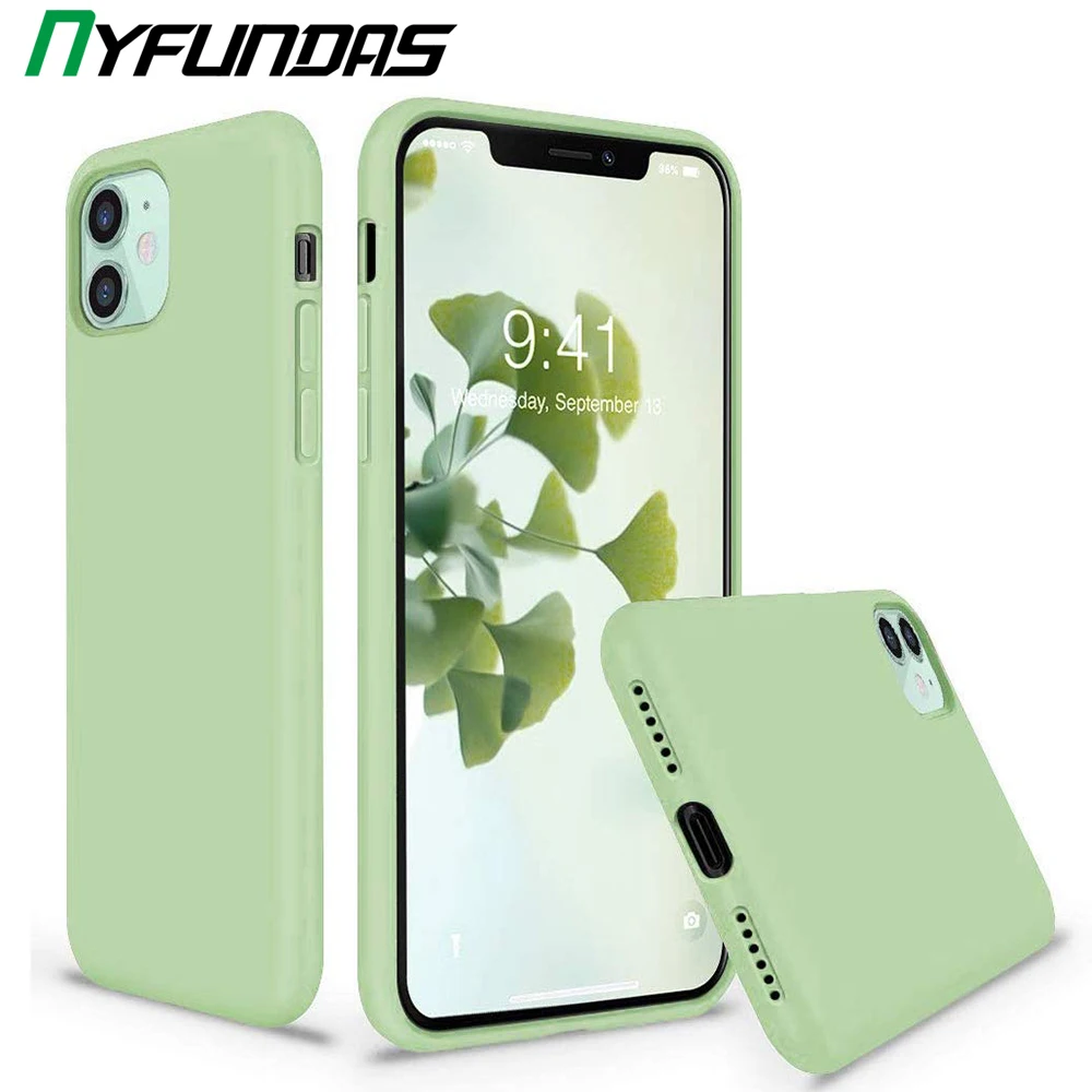 Мягкий жидкий силиконовый тонкий зеленый чехол для телефона Iphone XR