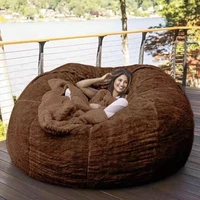 dropshipping 5 feet giant fur bean bag cover big round soft fluffy faux fur beanbag lazy sofa bed cover living room furniture