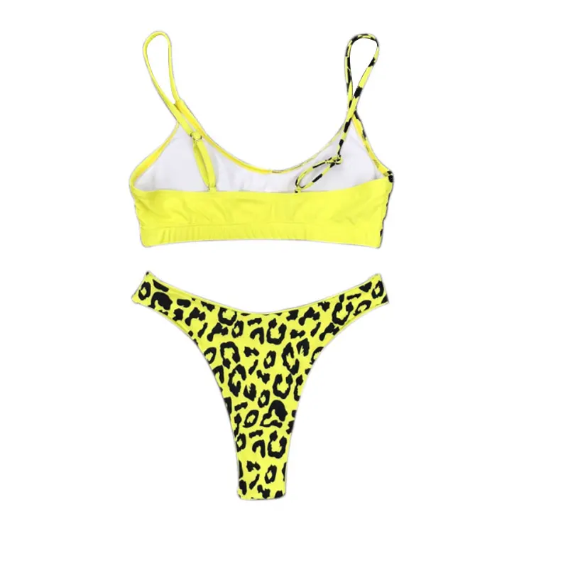 Женский сексуальный комплект бикини с леопардовым принтом купальник пуш ап