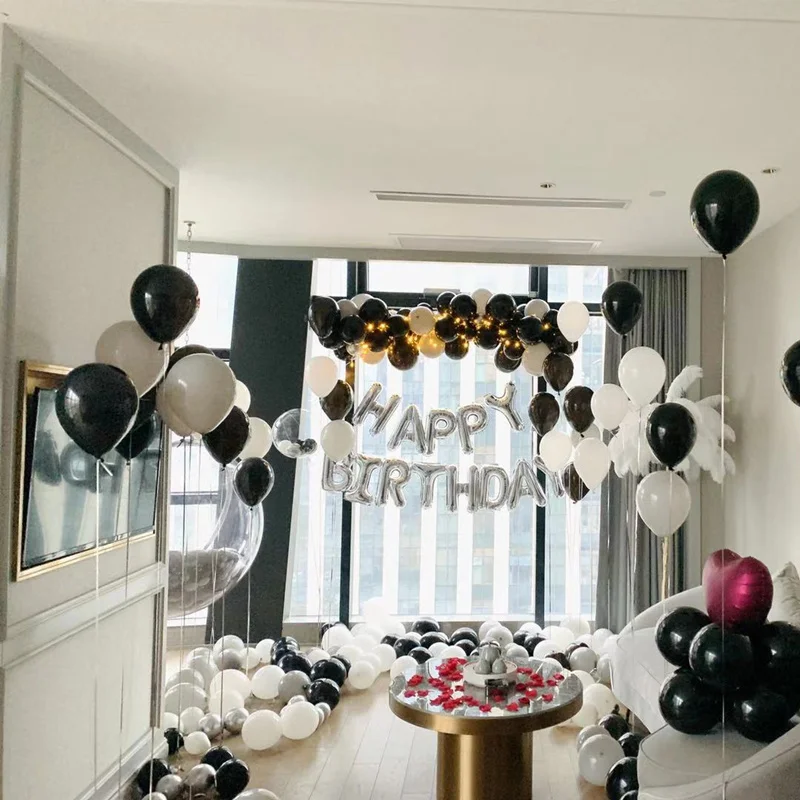 

500PCS Black and White Themed Balloon Set Boy's Birthday Decoration Decoration Wedding Valentine's Day Baby Shower Latex Balloon