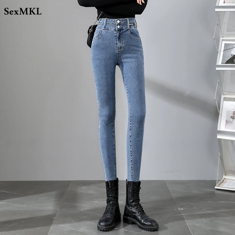 

Женские облегающие джинсы, привлекательные обтягивающие брюки из денима с высокой талией, элегантная уличная одежда во французском стиле, облегающие брюки, зима 2022