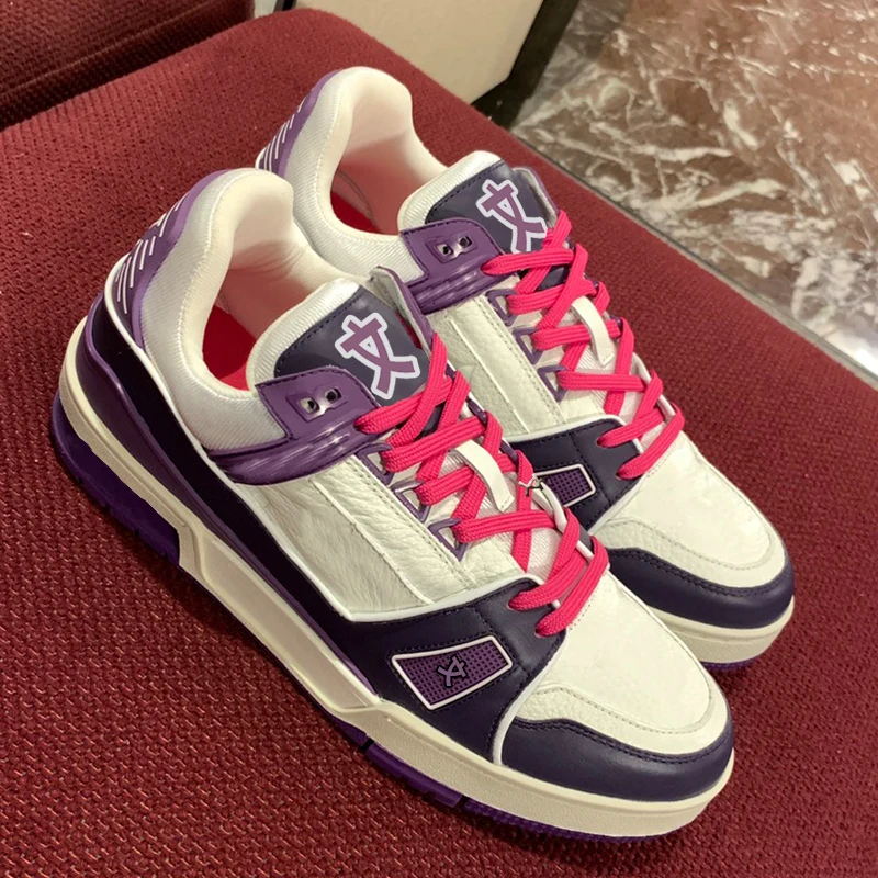 

venvenli lovers shoes French vl logo latest casual white men's shoes genuine leather fashion all-around counter quality with box