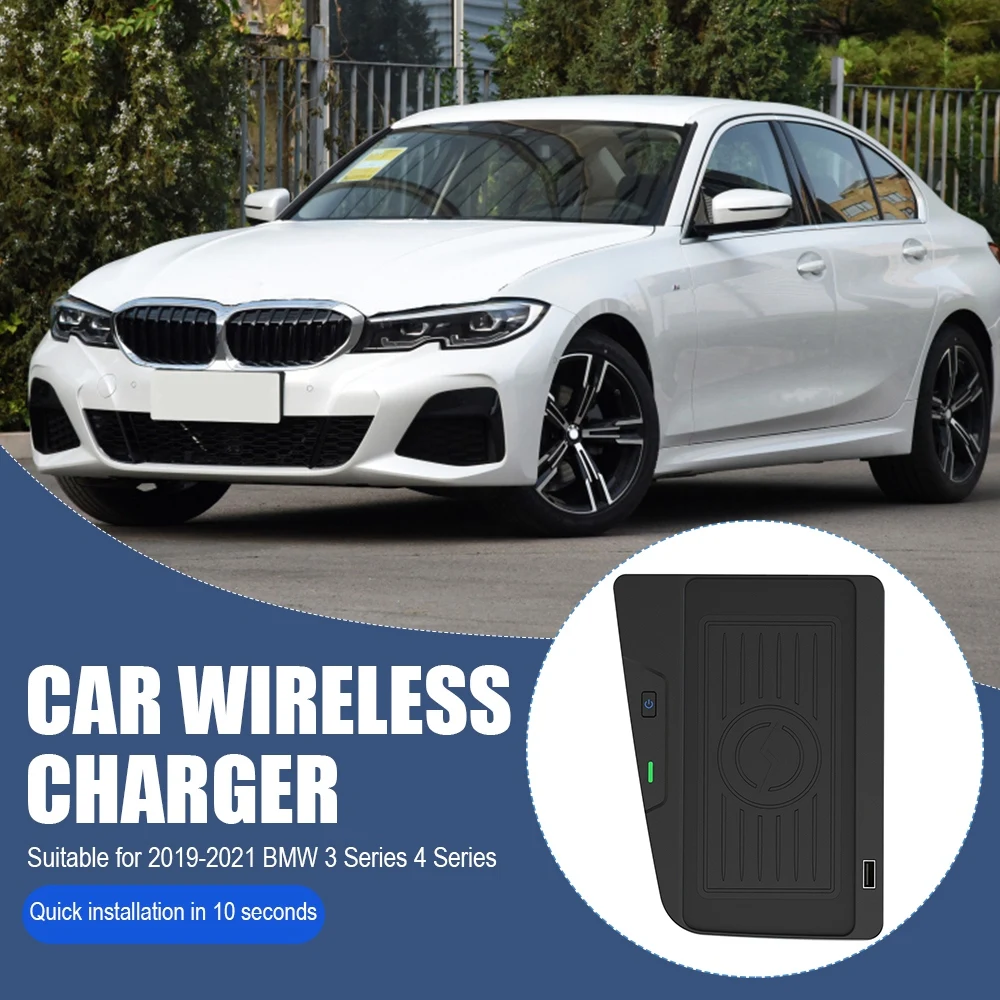 

Car Wireless Charger ABS Auto Anti Slip Phone Holder Car Accessories Fast Charging Mat Pad for BMW 3 2016-2018 4 2018-2020