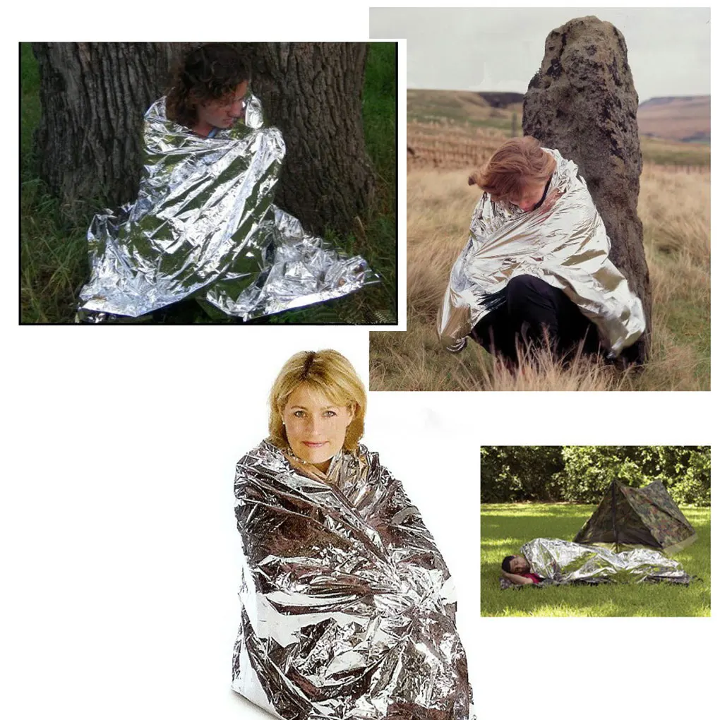 

Camping Hypothermia Emergency Blanket Wild Hiking Waterproof Heat Insulation PET Aluminum Film Portable Survival Rescue Blanket