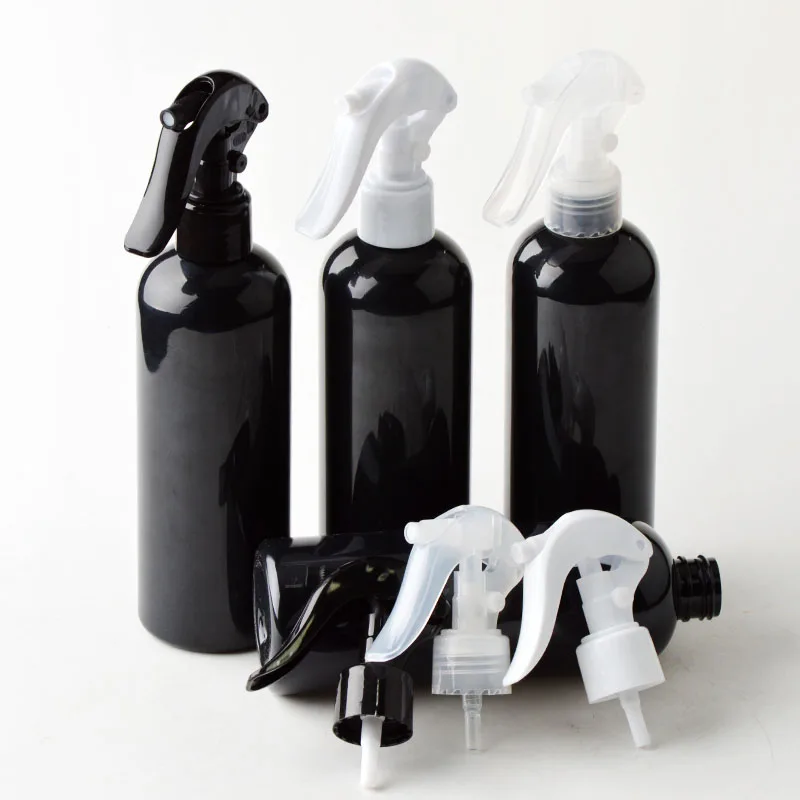 

20 x 300ml Travel Shower Black Plastic Spray Bottles With Ergonomic Trigger Sprayer Refillable Bottle Support Logo Printing