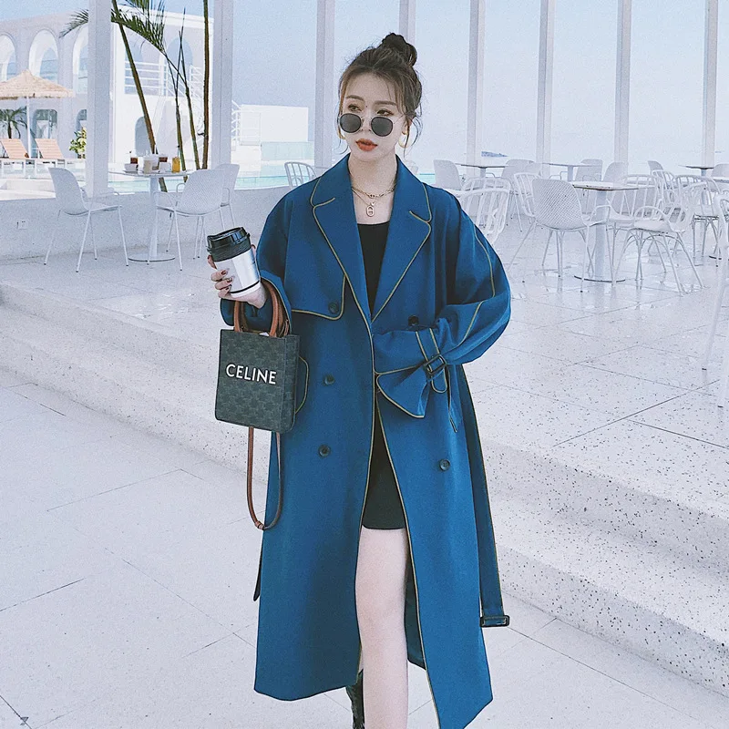 

Women's Windbreaker Spring Autumn Design Sense Lapel Ladies Cloak Long Windproof Jacket Korean Loose High-end Trench Coat Female