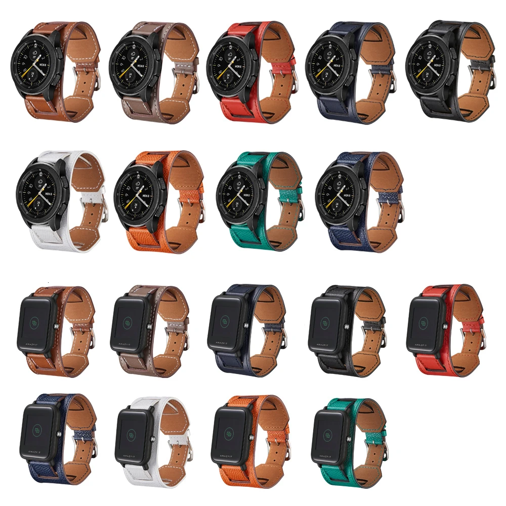 

22 20mm leather Strap For Garmin Vivoactive 3 Samsung Gear S2 Active 2 Galaxy 46mm 42 Amazfit 2 3 GTR 42mm Smart Bracelet Wrist