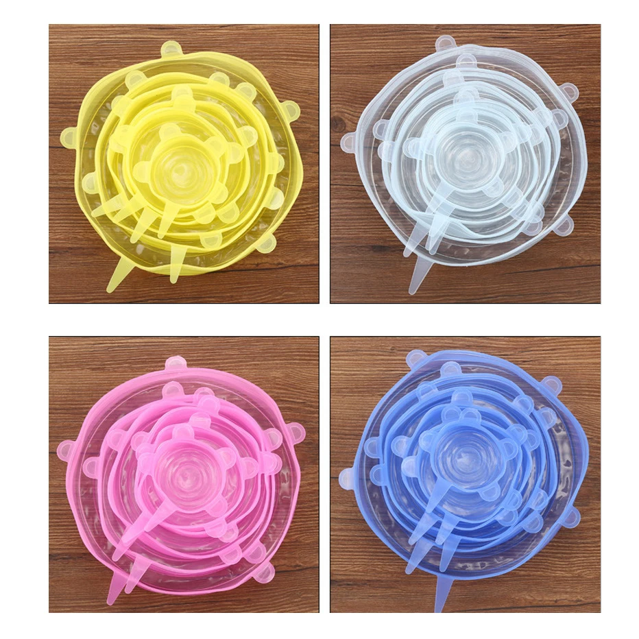 6 шт./компл. силиконовые стрейч многоразовые крышки Еда Обёрточная бумага