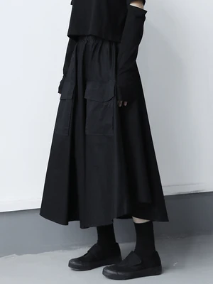 Женская тонкая юбка средней длины с карманами|Женские юбки| |