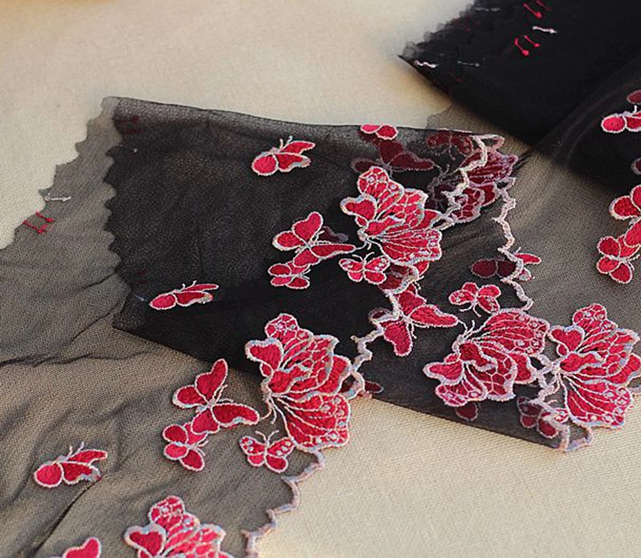 2 ярдов/партия 19 см в ширину французская кружевная ткань вышитый тюль сетка с