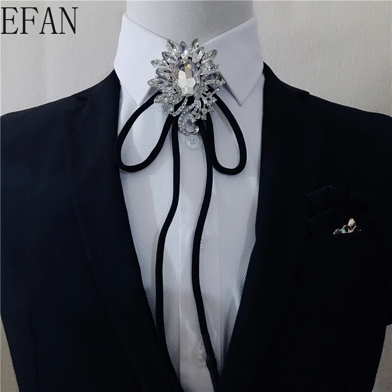 Роскошный черный серый галстук бабочка для мужчин воротник кристалл шатон супер