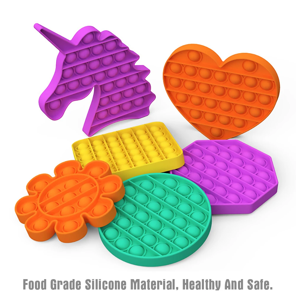 

100pcs Pop Fidget Reliver Stress Toys Rainbow Push It Bubble Antistress Toys Adult Children Sensory Toy To Relieve Autism Case