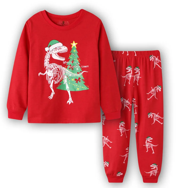 2020 Boys Christmas Pajamas Pijama Infantil Girls Santa Pjs Gecelik Koszula Nocna Pyjamas Kids Animais Dinosaurios Pajama Set