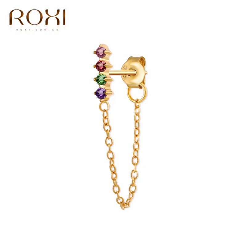 ROXI модные радужные Подвески с фианитом Висячие серьги для женщин Moon Star Boho ювелирные украшения для свадьбы серьги из стерлингового серебра 925 пробы