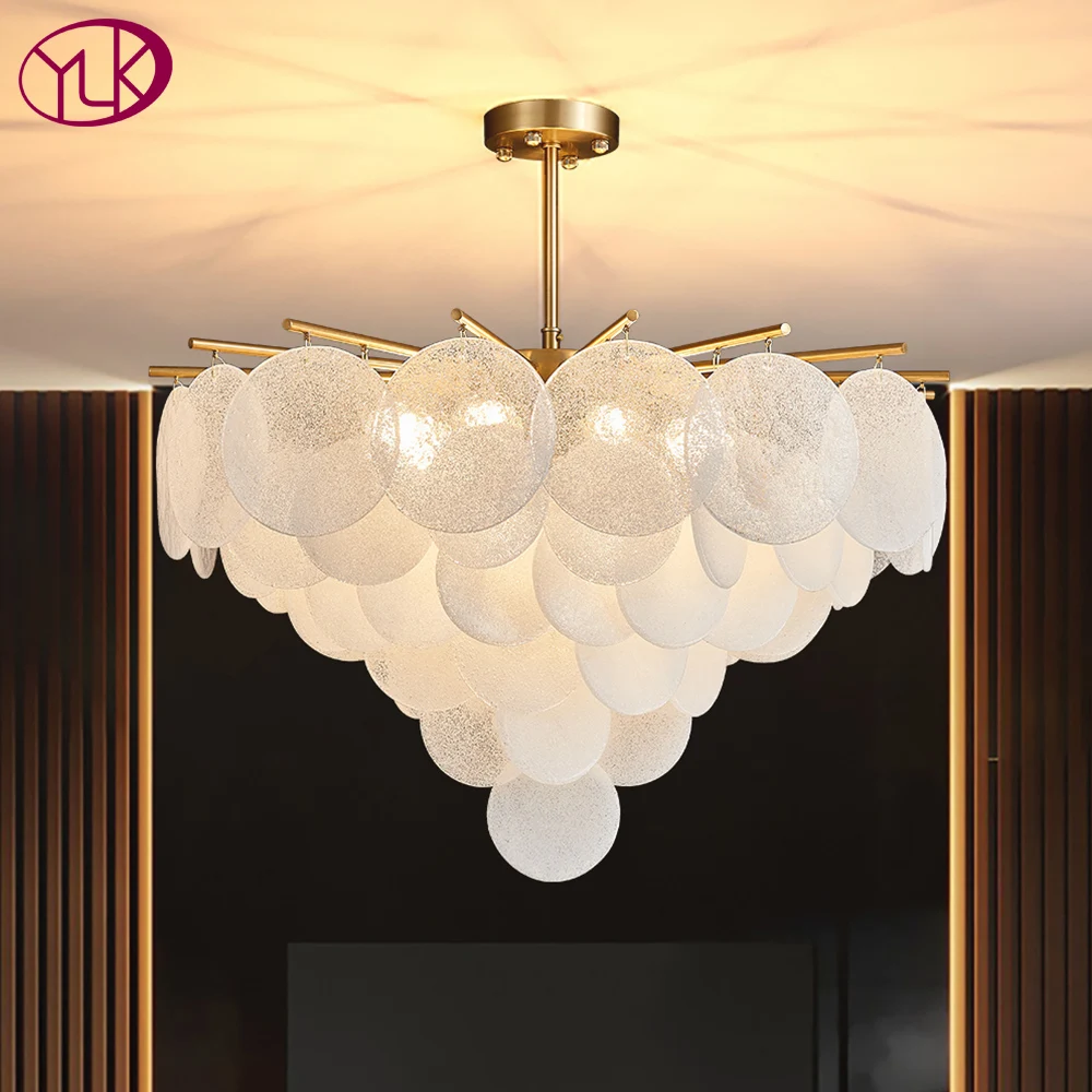 

YOULAIKE White Glass Chandelier For Living Room Creative Design Bedroom Modern LED Light Fixture Luxury Home Decor Gold Lamps