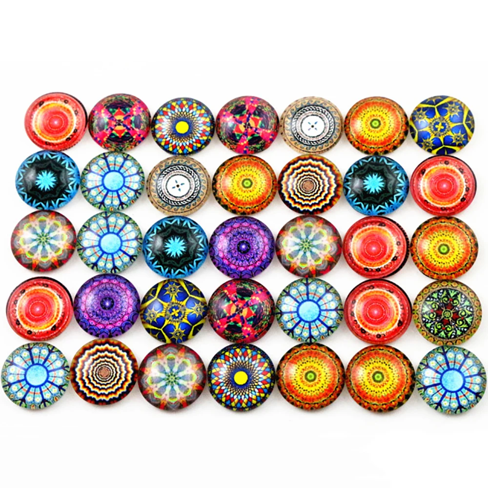 Hot Sale 50pcs 12mm 14 style New Fashion Mixed Flower Handmade Photo Glass Cabochons Pattern Domed Jewelry Accessories Supplies | Украшения