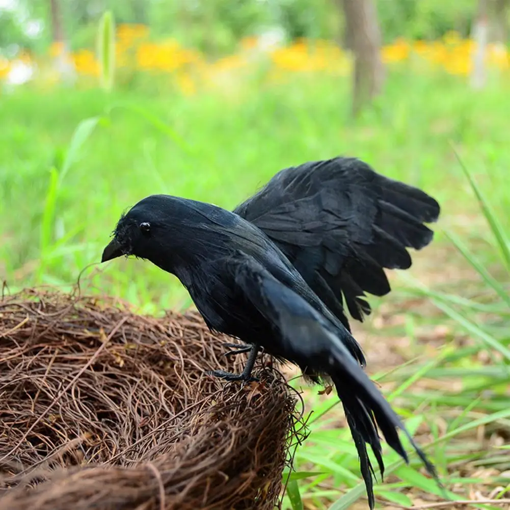 

Halloween Crow Realistic Looking Simulation Crow Super Soft Feather Artificial Crow No Odor Black Crow Halloween Decor for Home