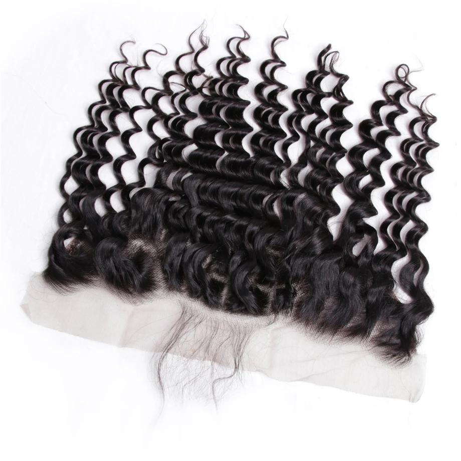 13х4 глубокая волнистая пряди с фронтальной кружевной и от уха до застежкой Remy