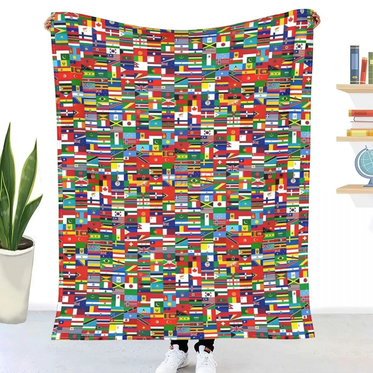 

Фланелевое покрывало с 3D принтом и изображением флагов мира, покрывало для дивана