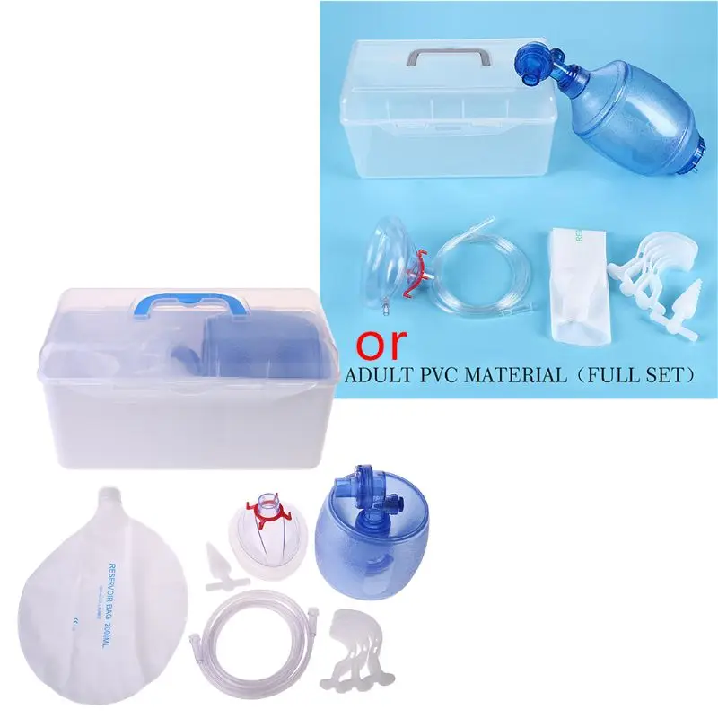 

Adult/Children/Infant Manual Resuscitator PVC Ambu Bag Oxygen Tube First Aid Kit RXBC