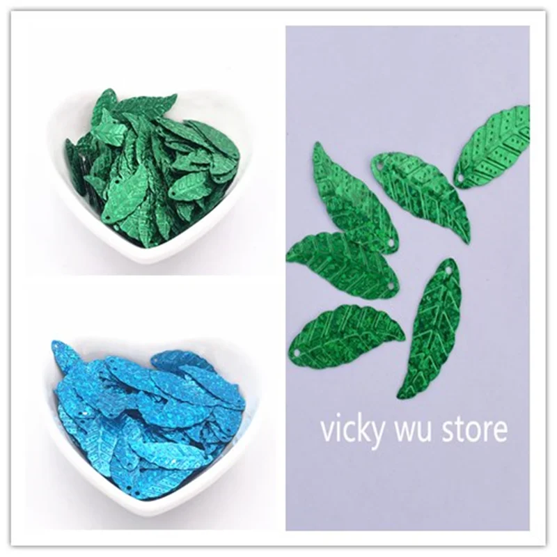 100 шт./пакет 10*29 мм лазерные пайетки в форме листа ПВХ для шитья свадебного ремесла