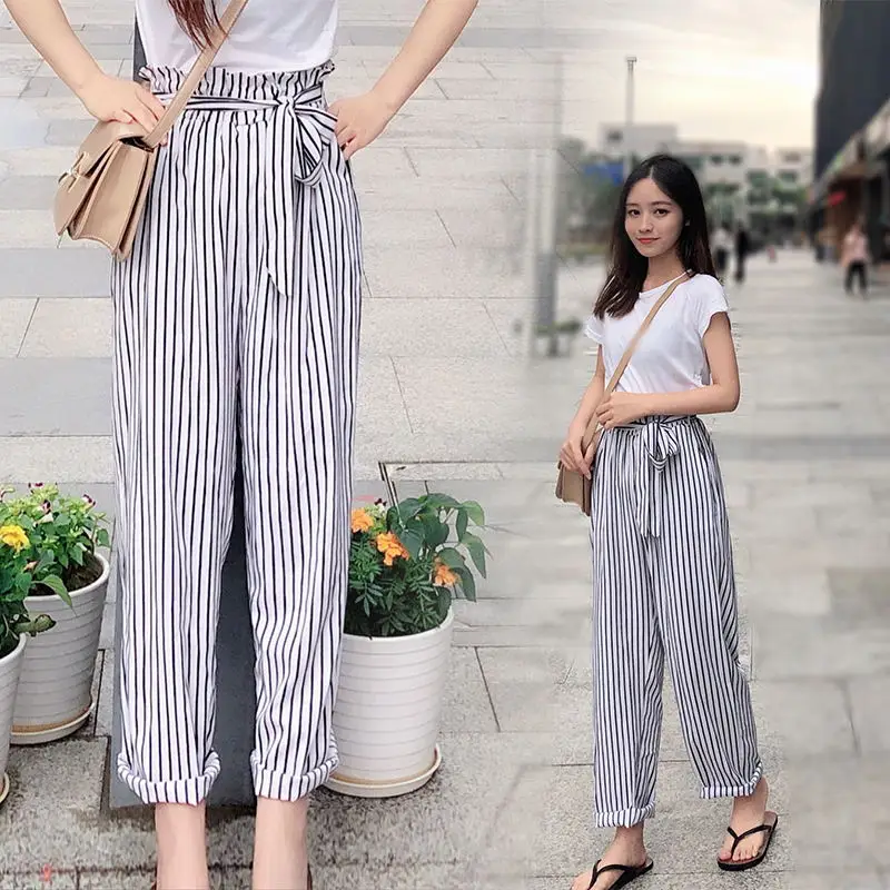 Женские широкие брюки 2020 летние осенние модные женские с высокой эластичной