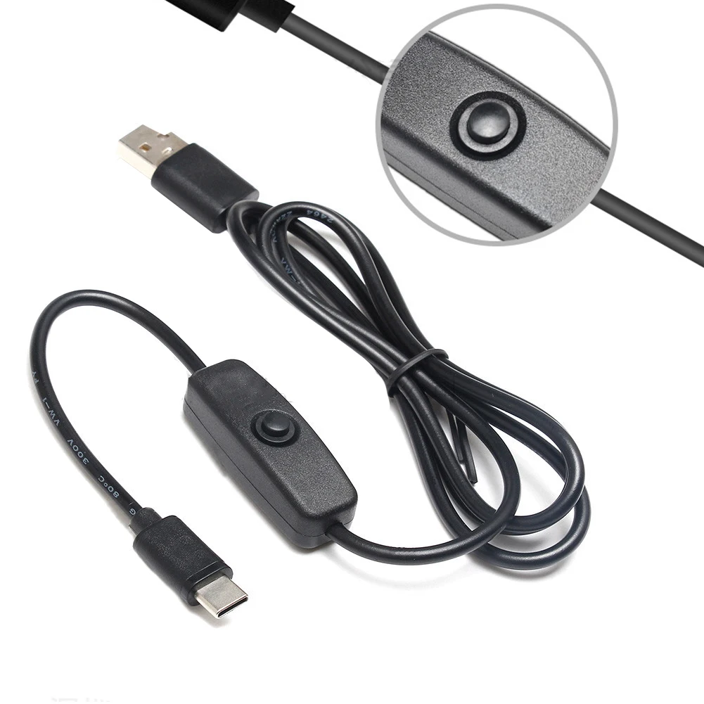 Удлинитель 5V 3A USB к проводному зарядному кабелю типа C прочные аксессуары с переключателем выключатель данных для Raspberry Pi 4