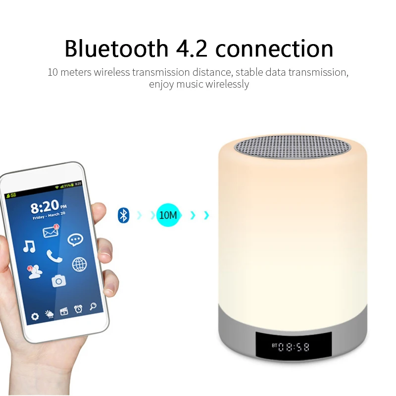 Беспроводная колонка с Bluetooth цветная Ночная лампа сенсорным управлением