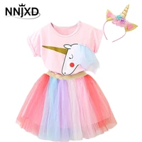 kids clothes summer unicorn baby girls clothes sets topskirt tracksuit suit for toddler girls outfit children clothes 3 8 year