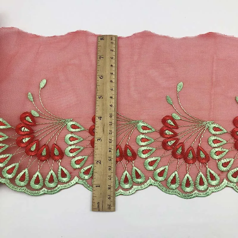 10Yds красная розовая синяя сетчатая кружевная отделка ткань вышитая лента для