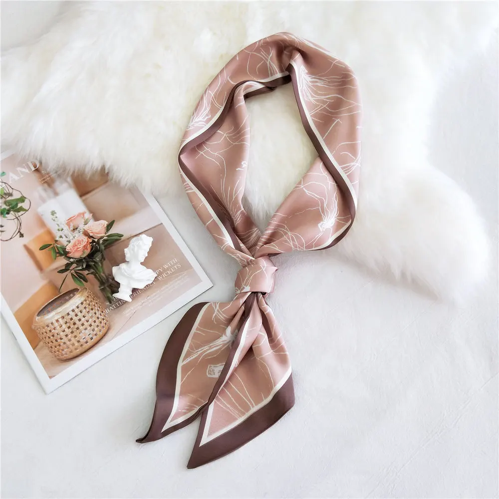 

luxury silk scarf women designer Spring summer scarves ins small floral French hair band narrow slender little ribbon