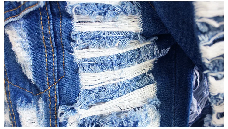 

Distressed Jeans Jacket Loose Blue Women Diamond .jeans Long Sleeve Denim Jacket Coat Single Breasted Chaqueta Mujer 2020