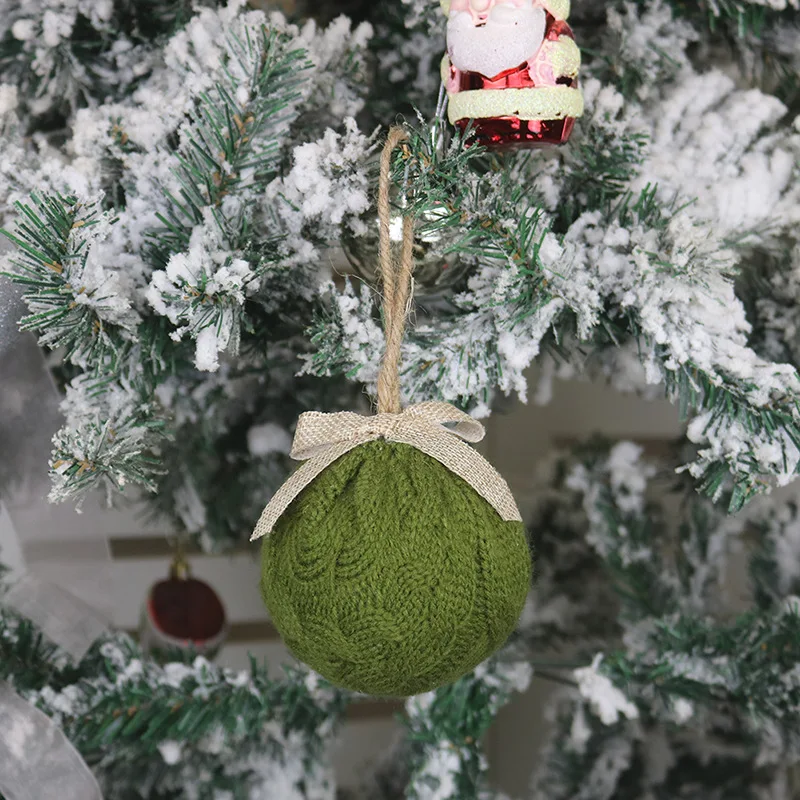 

12 Pcs Xmas Tree Ornaments Knitted Christmas Ball Pendant Holiday Home Party Hanging Decor New Year Decorations Wholesale X2