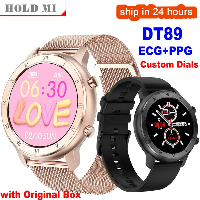 Смарт часы DT89 для мужчин и женщин спортивные водонепроницаемые с ЭКГ