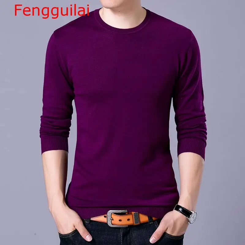 

Fengguilai Fashion Solid Men Sweater 2020 Autumn New O-neck Black Sweater Mens Jumpers Male Pollover Knitted Polo Shirt