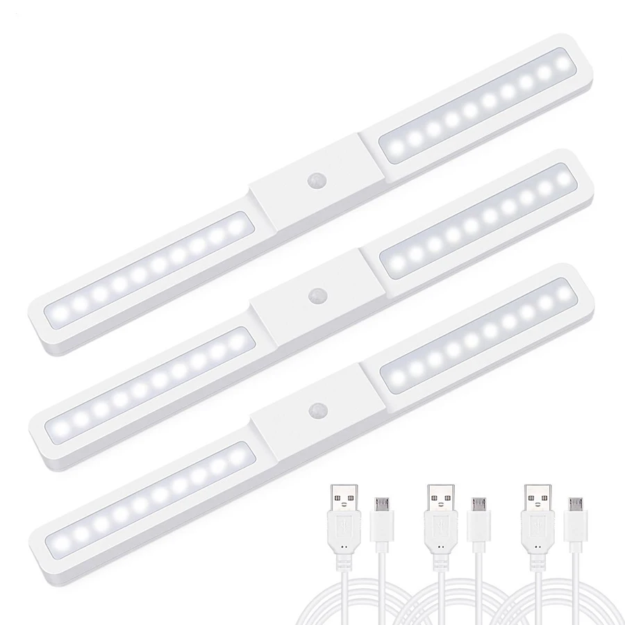 

Motion Sensor LED Closet Night Lamp 20 LEDs USB Rechargeable Wireless Under Cabinet Light for Cupboard Wardrobe Counter Drawer