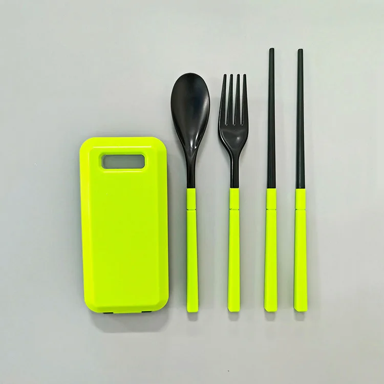 1set Outdoor Tableware Student Portable Box Travel Set Chopsticks Fork Spoon Folding Combination Removable | Дом и сад