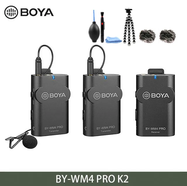 BY-WM4 Pro K2 Boya BY-WM4 Pro/BY-WM4 Mark II беспроводной Студийный конденсаторный микрофон петличный лацкан микрофон для интервью для iPhone Canon камеры Nikon - Цвет: BY-WM4 Pro K2