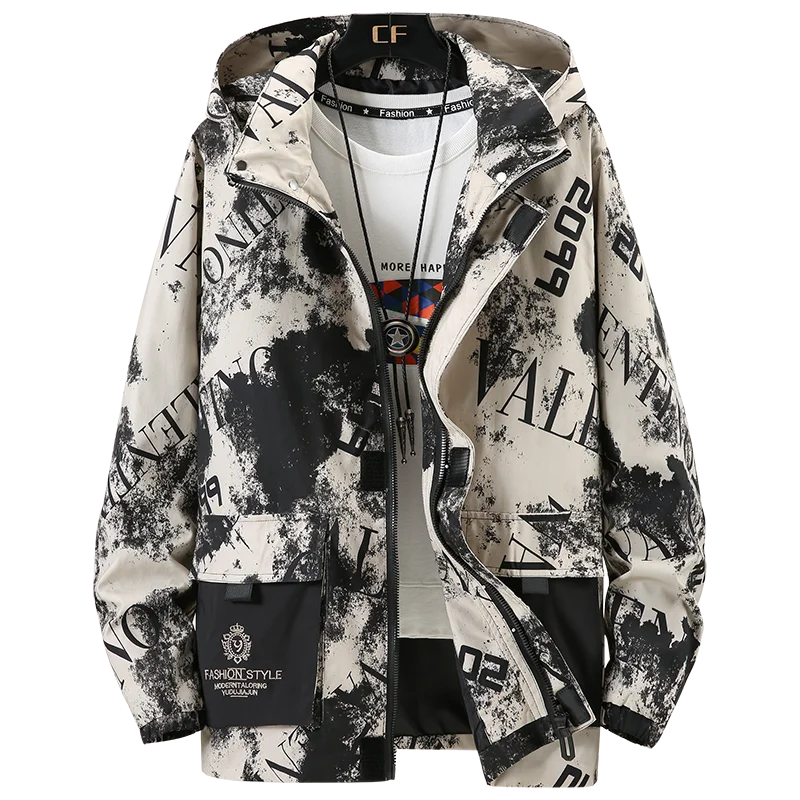 

Plus 10XL 9XL 8XL 7XL New printing Jacket Men Plus Size printing Hooded Windbreaker Jackets Casual loose coat Jacket Parka