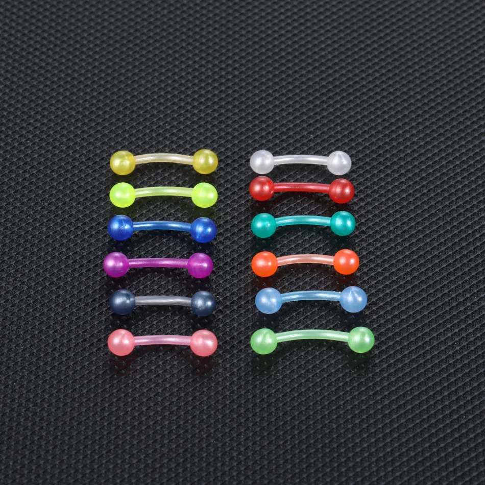 Акриловые Изогнутые Штанги Для Пирсинга 12 шт./лот кольца для бровей бананов 16 г