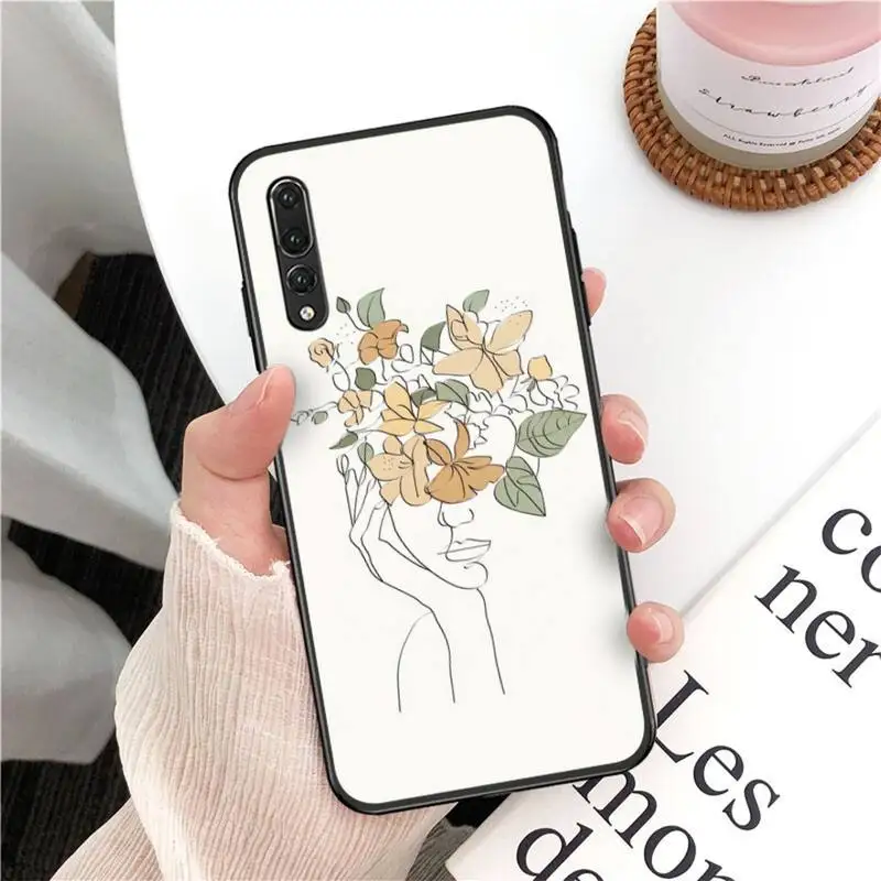 

Abstract Face Art Line Phone Case for Huawei P30 40 20 10 8 9 lite pro plus Psmart2019
