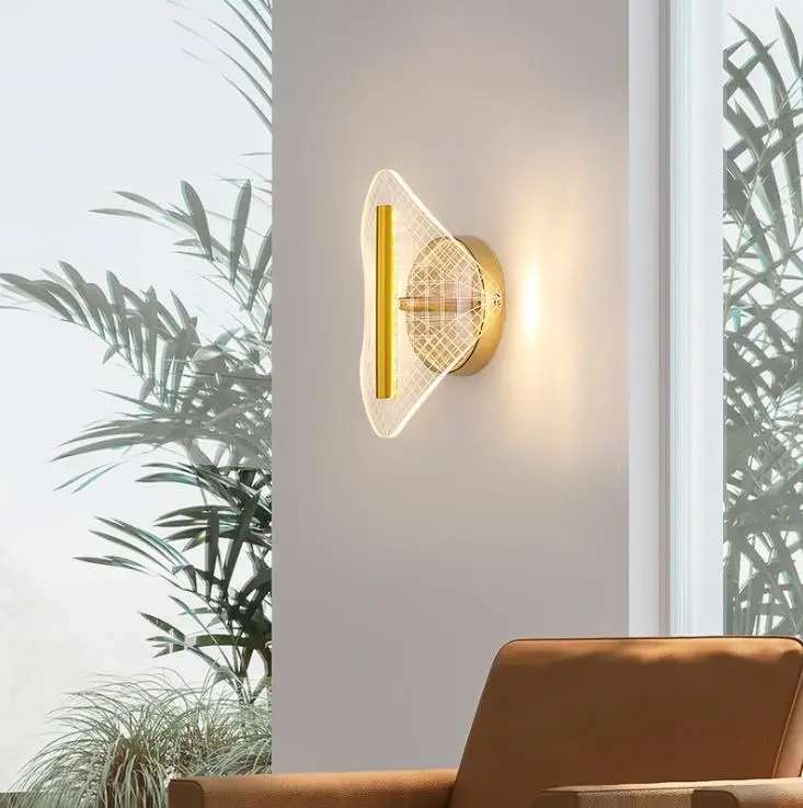 Creative gold simple modern acrylic led wall lamp super bright bedroom bedside TV background | Лампы и освещение