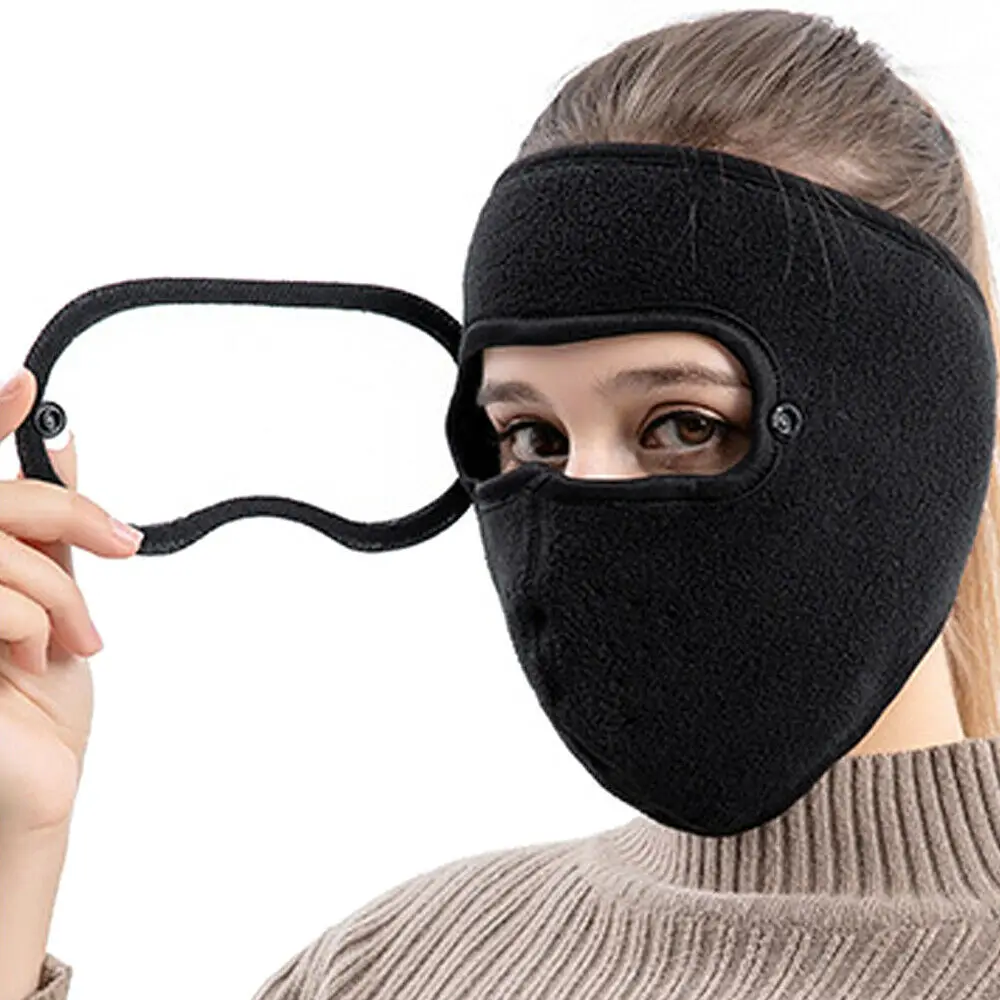 

Mens Womens Fleece Warm Winter Cycling Face Mask + Goggles Ski Windbreak Skull Caps Outdoor Windproof Cap Beanies