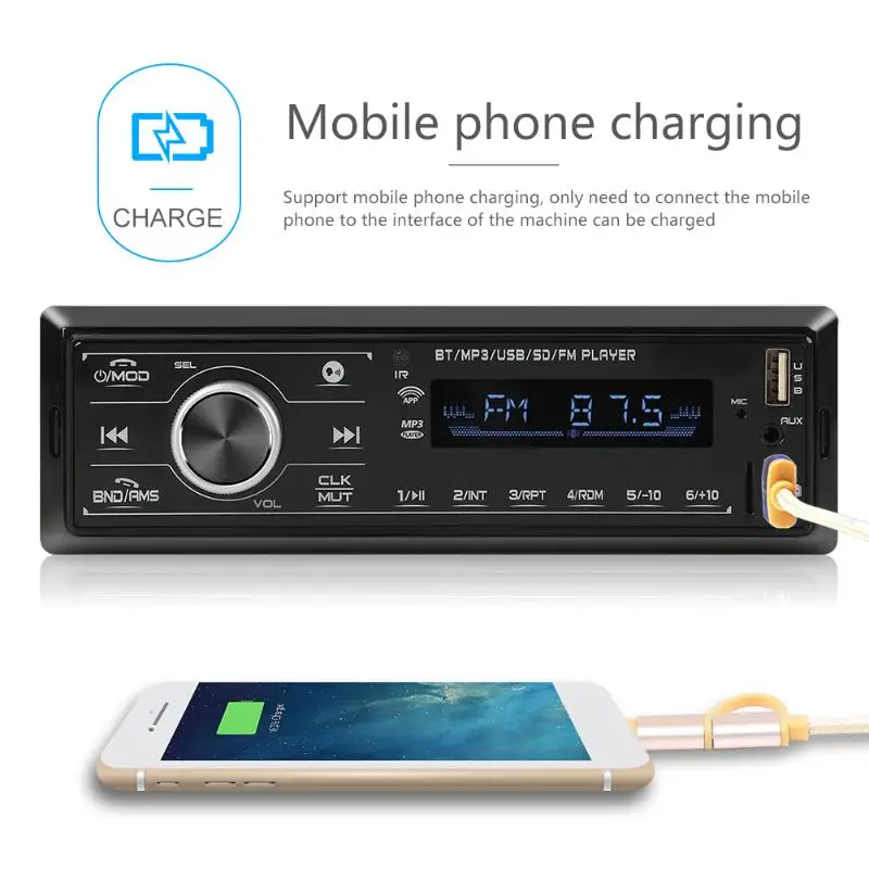 Одиночный DIN автомобильный стерео MP3 плеер Поддержка bluetooth несколько аудио